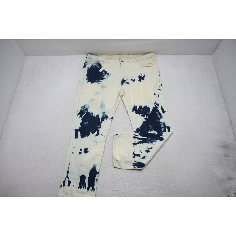 Levis 541 Athletic Taper Jeans Mens 42x32 Cream Indigo Tie Dye Denim Good